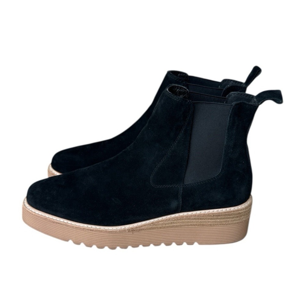 Anthropologie‎ Silent D Uvika Black Suede Platform Chelsea Boot Womens Size 10
